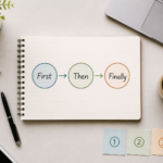 Como organizar uma sequência de ideias em inglês com first, then e finally